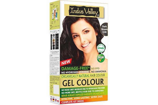 INDUS VALLEY Damage Free Natural Gel Hair Colour for Women Ammonia & PPD Free Organic Hair Colour with 100% Grey Coverage, Long Lasting Hair Color Trial Pack (Dark Brown, 65 ml)