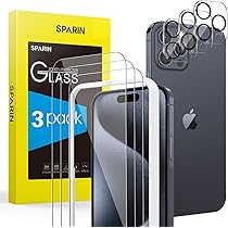 SPARIN für iPhone 15 Pro Max Panzer Schutz Glas, 3+3 Stück 