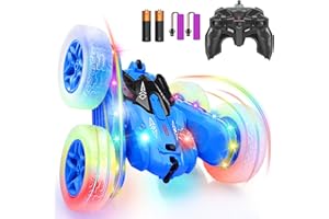 SGILE Macchina Telecomandata, Auto Acrobatica con luci a LED, 2,4 Ghz Doppio Lato Capovolgimenti 360° Macchina Radiocomandata per Bambini, Regalo di Compleanno per Ragazzi e Ragazze, Blu