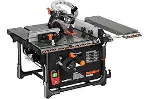 DOVAMAN DTS02M Sega Circolare da Banco, 98% di Raccolta della Polvere, 2000W con Lama da 216 mm, Taglio Max 60mm(90°) e 40mm(45°), Storage sullo Strumento, Banco Sega Ideale Per Lavori in Legno & DIY