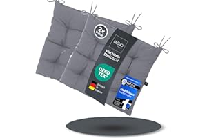 ‎LILENO HOME LILENO HOME 2er Set Stuhlkissen 31 Mittelgrau (40x40x6 cm) - Sitzkissen für Garten, Küche oder Esszimmer - UV-beständige Indoor u. Outdoor Stuhlauflage als Stuhl-Kissen (Linda FUM)