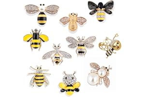 Unigift Ensemble de 10 Mode émail Strass Cristal Abeille sur Le thème Broche Broche Bijoux épingles de Revers pour vêtements Collier Robe Foulard Sac décoration