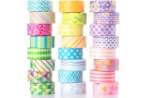 YUBX Washi Tape, 24 Rotoli Tape Decorativo Coprente per lavoretti di Fai da Te, diari, Biglietti, Schizzi (Mini)