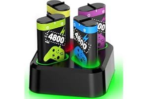 EFFDRDFS Rechargeable Battery Packs for Xbox Series X|S/One, 4 X 4800mWh Xbox Controller Battery Packs, Rechargeable Batteries with Charging Dock for One/S/X/Elite