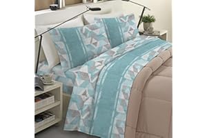 BANZAII TEXTILE INNOVATOR ONLINE Banzaii Completo Lenzuola Invernale Felpate in Flanella Anti-Pilling 100% Cotone Matrimoniale (per Materasso 160/170 cm, Altezza Fino a 35 cm) Dalila Acquamarina