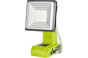Adisipsoarin Cordless LED Work Light for Ryobi 18V Battery, 25W LED Floodlight with USB-A&USB-C 2.1A Fast Charging Ports for Jobsite,Car Repairing,Camping,Emergency(Battery not Included)
