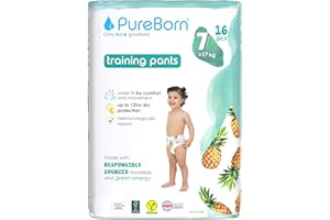 ‎PUREBORN PureBorn Baby Premium Windeln Pants, Höschenwindeln, Größe 7 (17+ kg), 16 Stück, Optimaler Schutz für Tag und Nacht, Dermatologisch getestet, Ultraweich, Hautfreundlich