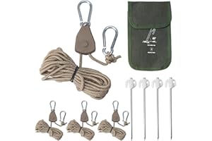 NAHUAA 4 Stück Abspannseile mit Seilspanner 4mm x 4m Reflektierend Camping Seil Einstellbare Seilratsche Abspannleine Zeltschnur mit Reflektierende Heringe für Sonnensegel Campingzelte (Braun)