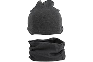Lotnut Ensemble Bonnet et Écharpe d'hiver pour 0-4 Enfant,Kit de Beanie et Écharpe en Coton,Confortable et Chaud,Convient au Printemps, à l'hiver et à l'automne (Noir Gris)