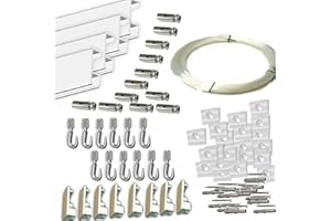 GENÉRICO MARCS ARIAS SL Pack FAST Basic de 12 Metros Rieles de Aluminio (Blanco o Plata) y 12 colgadores Nylon para Colgar Cuadros… (Alumnio Blanco Mate)