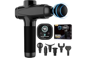 WELTEAYO Massage Gun Deep Tissue - Father's Day Gifts, Muscle Massage Gun,Quiet Professional Handheld 30 Speeds Massager,6 Massage Heads with Type-C Charging, Portable Fascial for Muscle Pain Relief