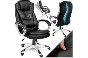 TecTake® Silla EJECUTIVA DE DISEÑO, Silla Giratoria Oficina, Sillón Ergonómico con Acolchado, Altura Ajustable, Silla Oficina Ergonomica, Sillas Escritorio - Negro