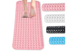 BASVII Tappeto Doccia Antiscivolo 100 x 40 cm, Senza BPA, Resistente Alla muffa Lavabile in Lavatrice, Tappetino Doccia Antiscivolo per Vasche da Bagno, Pavimenti del Bagno (rosa)