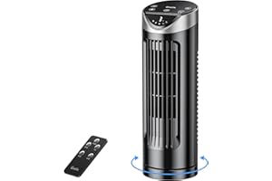 Grelife Turmventilator mit Fernbedienung, 13" Ventilator Leise mit 3 Modi 3 Geschwindigkeiten, 90° Oszillierend Tischventilator, 8-Std-Timer, LED-Anzeige, Geeignet für Wohnzimmer, Schlafzimmer, Büro