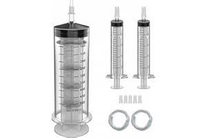 EPISKEY Siringa 500 ml con tubo e adattatore, siringa grande con confezione individuale, per laboratorio, alimentazione di animali domestici, industria,Giardino (500ml)