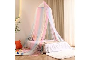 Kendwing Zanzariera Letto,Cupola Letto Baldacchino,Zanzariera per Letto Matrimoniale Letto Singolo,Zanzariera da Arcobaleno Mesh per Viaggio e Casa Interno Esterno 60x250x1250cm