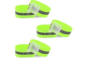 HUKNEQN Pack de 6 Bandas Reflectante, Brazalete Reflectante, Muñequeras Reflectantes, Brazaletes de Alta Visibilidad para Seguridad, Bandas Reflectoras para Running, Ciclismo, Caminar, Actividades Nocturnas