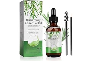 GOFLORDEN Rosemary Oil (60ml), Rosemary Essential Oil for Hair Growth & Skin Care - 100% Pure Organic Rosemary Essential Oil for Eyebrow and Eyelash, Stimulates Hair Growth 60ml