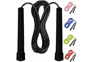 LUMAZU Adjustable Skipping Rope for Adults Kids Non-Slip Handle Home and Gym Tangle Free Jump Rope for Fat Burning, Speed Training, Fitness Workout, Crossfit Boxing, MMA Warm up Speed Rope