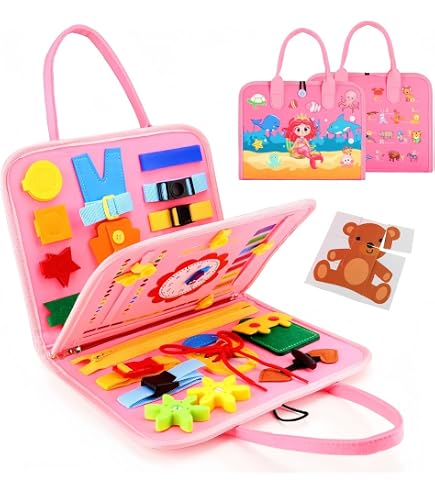 Busy Board Nouvelle Enfants, 3 Couches Planche, Jeux Montessori Apprendre Motricité Fine, Jouets