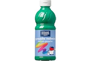 Lefranc Bourgeois Educación, gouache líquida Redimix, témperas para niños, 500ML verde franco, pinturas para niños y manualidades