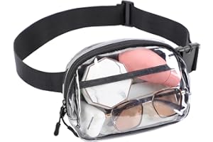 TINYAT Clear Fanny Pack for Women, Stadium Approved Clear Belt Bag with Christmas Brooch Waist Bag for Euro 2024, Concert, Travel T1959