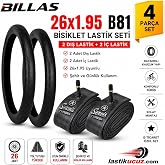Billas 26x1.95 B81 Bisiklet Lastik Seti 2 Adet Dış Lastik + 2 Adet İ&ccedil; Servis Lastik 26 Jant MTB Şehir Bisikleti Uyumlu