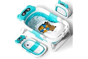 COOSEYA Vaschetta Bagnetto Neonato, Vasca Neonato Bagnetto Per Neonati Pieghevole Essenziale Per Il Neonato Con Cuscino (0-18 Mesi), Regalo Ideale Per Neonati E Bambini Portatile Salva Spazio, Blu