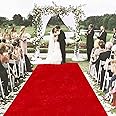 MODFUNS Red Carpet Runner for Party Wedding Aisle Runners 4x20FT Velvet Wedding Floor Runner Aisle Runner Rug with Carpet Taps Rustic Aisle Carpet for Birthday Banquet Wedding Aisle Decoration