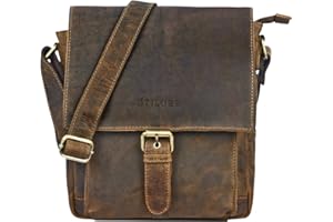 STILORD 'Nevio' Herrentasche Leder Umhängetasche kleine Messenger Bag elegante Handtasche im Vintage Design Schultertasche für 10.1 Zoll Tablet iPad echtes Leder, Farbe:mittel - braun