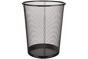 EUROXANTY Papelera de Oficina | 35 x 29,5 cm | Papelera de Escritorio de Metal | Papelera Circular de Rejilla Metálica | Papelera Habitación Negra | 19 L