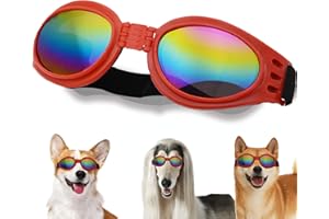 NICERINC PET Dog Goggles, Pet Glasses UV Protection,Goggles with Adjustable Strap for Small Size Dogs,Summer Pet Decoration(Black Frame)