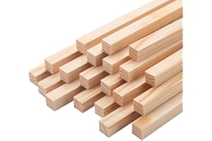COOWAYZE 20 Stück Holzstäbe Quadratisch Holzstäbchen zum Basteln,1.25x1.25cm-30cm Lang Holzblock, Holzleisten zum Basteln,Holzleisten Quadratisch,Holzstäbchen für Heimwerker Schnitzen Basteln