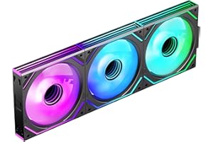 Jungle Leopard Interstellar-V2 Daisy Chain RGB PC Lüfter 120MM 3er Pack,1850RPM/68CFM/2.4mmH2O/24LEDs,5V3PIN ARGB und 12V4PIN PWM Lüfter (Schwarz)