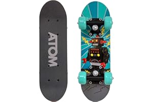 HTI Atom 17" Skateboard For Beginners Or Pro's - Kids & Teenager Maple Skateboard With 3" PP Trucks - Mini Cruiser Complete Board - Suitable For All Aged 5+