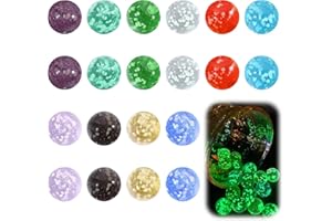JOZMMZEOOA Glasmurmeln,20 Getreide Leuchtmurmeln 16 MM Spiel Bunte Kugeln Murmeln Leuchten im Dunkeln Murmelspiel Glas Murmeln Bunt,für Murmelspiel Kinder Marmorbahn-Spiel Heimdekoration