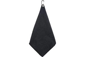 Desenda Premium Golf Towel with Carabiner Clip Absorbent Microfiber Waffle Pattern Golf Towel for Cleaning Golf Ball Club Putter Iron for Golf Bag Trolly Belt Loop (Black)