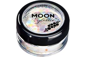 Paillettes rondes irisées par Moon Glitter (Paillette Lune) – 100% de paillettes cosmétique pour le visage, le corps, les ongles, les cheveux et les lèvres - 3g - Blanc