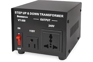 Bronson++ VT 300 (300 Watt) 220V to 110V Voltage Converter, use 300W US devices in Europe - Step Up Down Transformer - 110 USA to 220-240 EU-UK volt outputs