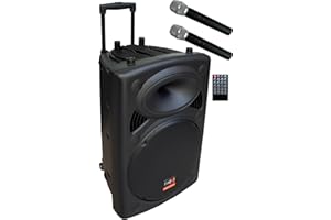 E-Lektron EL38-M MK-III 900W Mobile PA Sound Anlage Partybox Bluetooth Lautsprecher Groß Akku-MP3-USB-SD-FM inkl. 2 UHF Funkmikrofone und Fernbedienung Soundsystem - Mobile Musikbox MP3