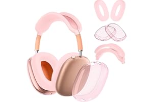 Seltureone Etui 4 w 1 kompatybilne z nausznikami AirPods Max, osłona nauszników, silikonowe etui ochronne na słuchawki, akcesoria do słuchawek AirPod Max, nauszniki - różowe