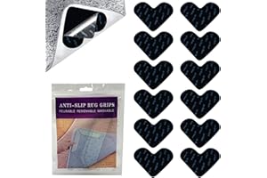 Kryzulax Antiscivolo per Tappeti,12 Pezzi Tappeto Gripper,Tappetino Antiscivolo per Moquette Lavabile e Riutilizzabile,per Tappeti per Pavimenti in Fissare Il Tappeto(Cuore)
