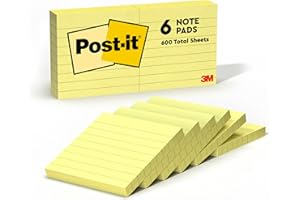 Post-it 50848 Foglietti a Righe, 100 Fogli, 72 G/M2, Giallo Canary