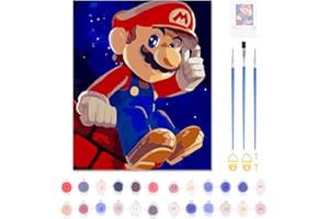 ZORIWN Malen Nach Zahlen für Super Mario Malen Nach Zahlen Erwachsene und Kinder Anfänger Gemälde DIY Handbemalte Kits Acrylpigment Kunstwerk