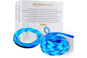 Amazon Basics Striscia luminosa LED intelligente da 5 m, RGBW, Wi-Fi 2,4 GHz, compatibile solo con Alexa, Multicolore