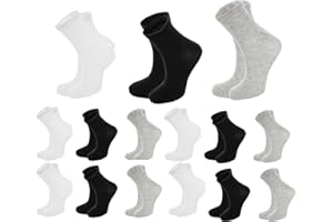 SaoTi - 12 Pares de Calcetines, Media caña Suaves, Cómodos, Absorbentes y Duraderos, Colores básicos Blanco, Negro y Gris, Fabricados en Algodón para Hombre o Mujer