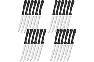 Renimove Cuchillos carne mesa premium de Acero Inoxidable 22 cm hoja de 12 cm resistentes a la corrosión ergonómicos y aptos para Lavavajillas cuchillo carne sierra chuletero (24 uds)