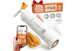 KneadEat Kit de Churro Maker con mango impulsado por Booster. Churrera, bolsa pastelera Churro-Filler y tijeras. Receta QR fácil para preparar y llenar tus propios churros en casa - Cookie Churro