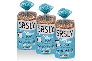 SRSLY Low Carb Keto Bread - Only 0.7g Carbs & 43 Kcals Per Slice - Freshly Baked Light & Fluffy – Sugarwise Certified Low Sugar Bread - High Protein High Fibre - 1 Sliced Loaf - Pack of 3