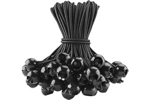 Zosenyer 50 Piezas Cuerda Elástica con Bola, Tensores Elásticos para Toldos 15 cm Tensor de Goma para Cortinas de Jardín, Pabellones, Tiendas de Campaña, Banner, Carteles